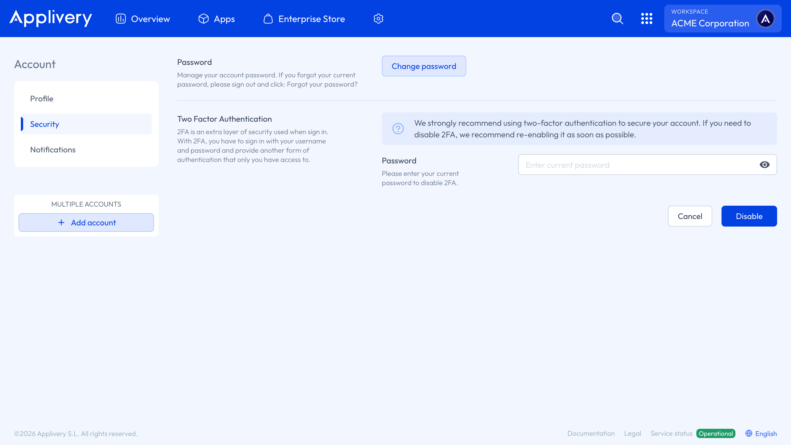 disable 2fa