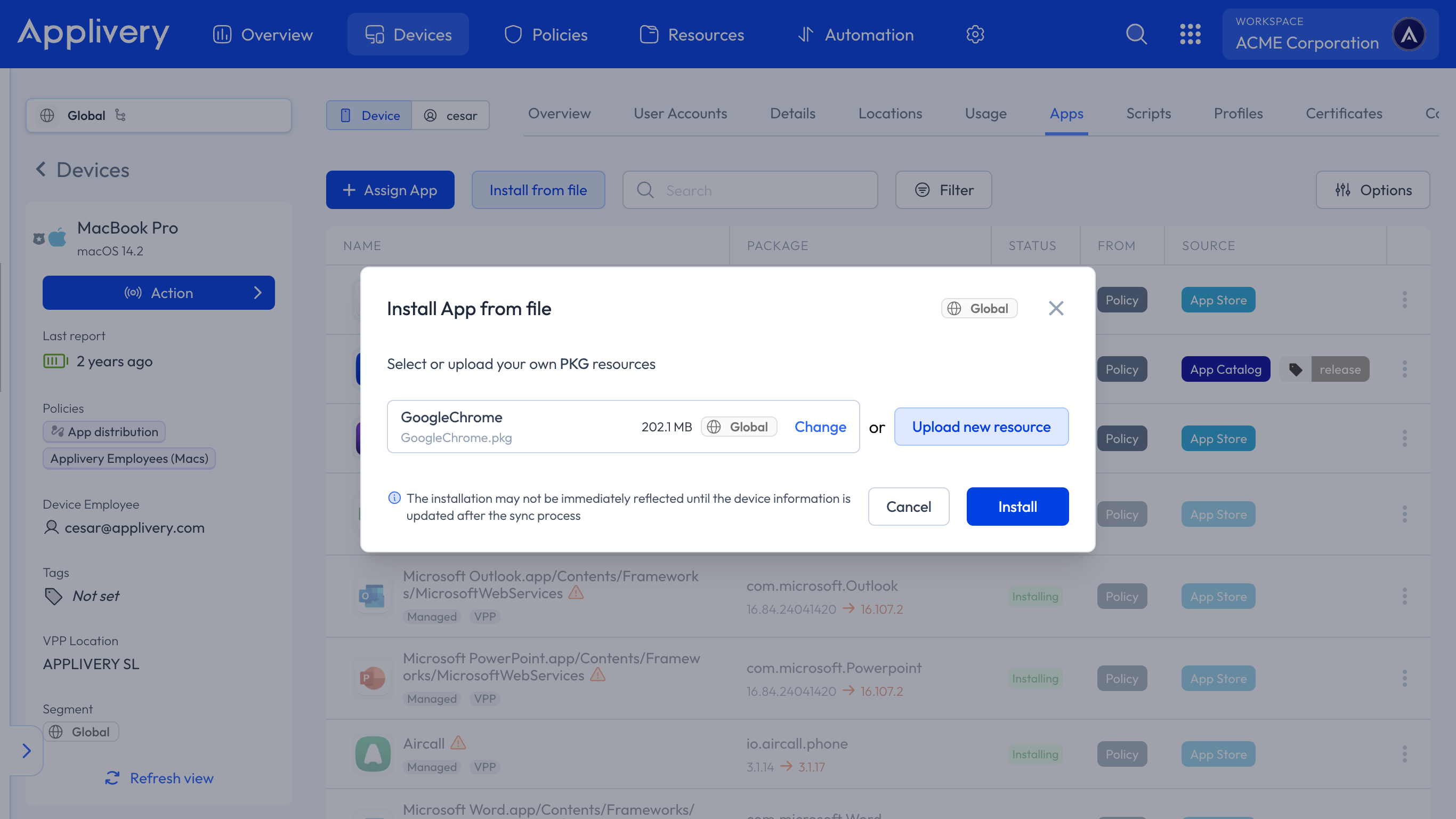 install form file