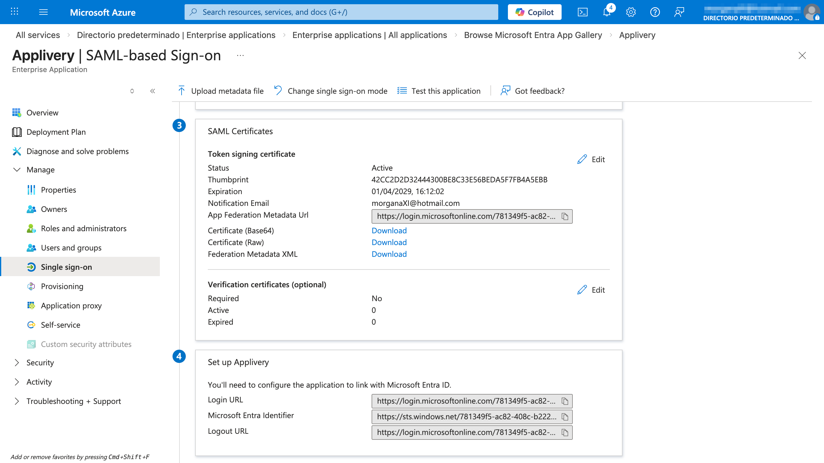 saml certificates