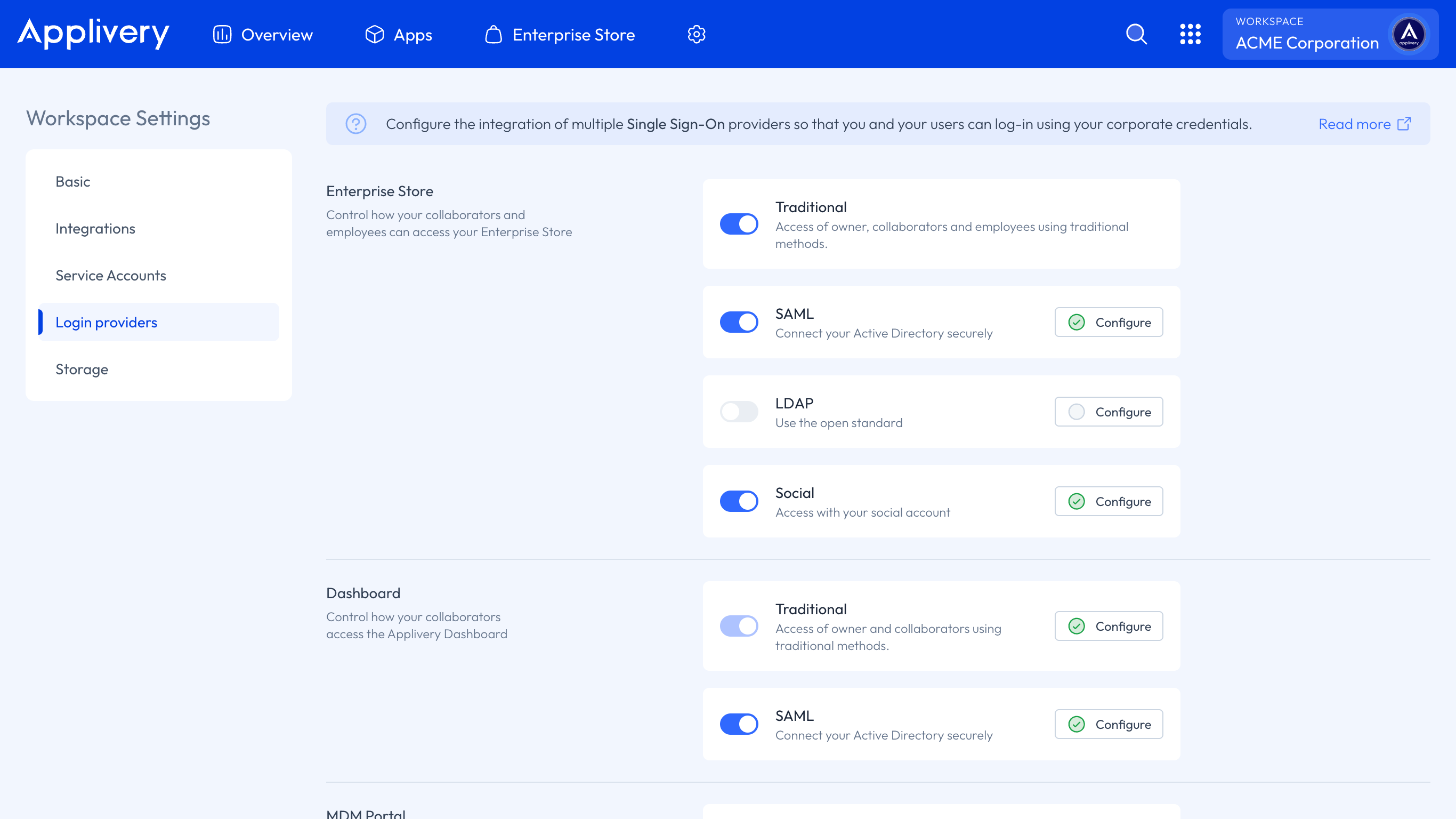 login providers
