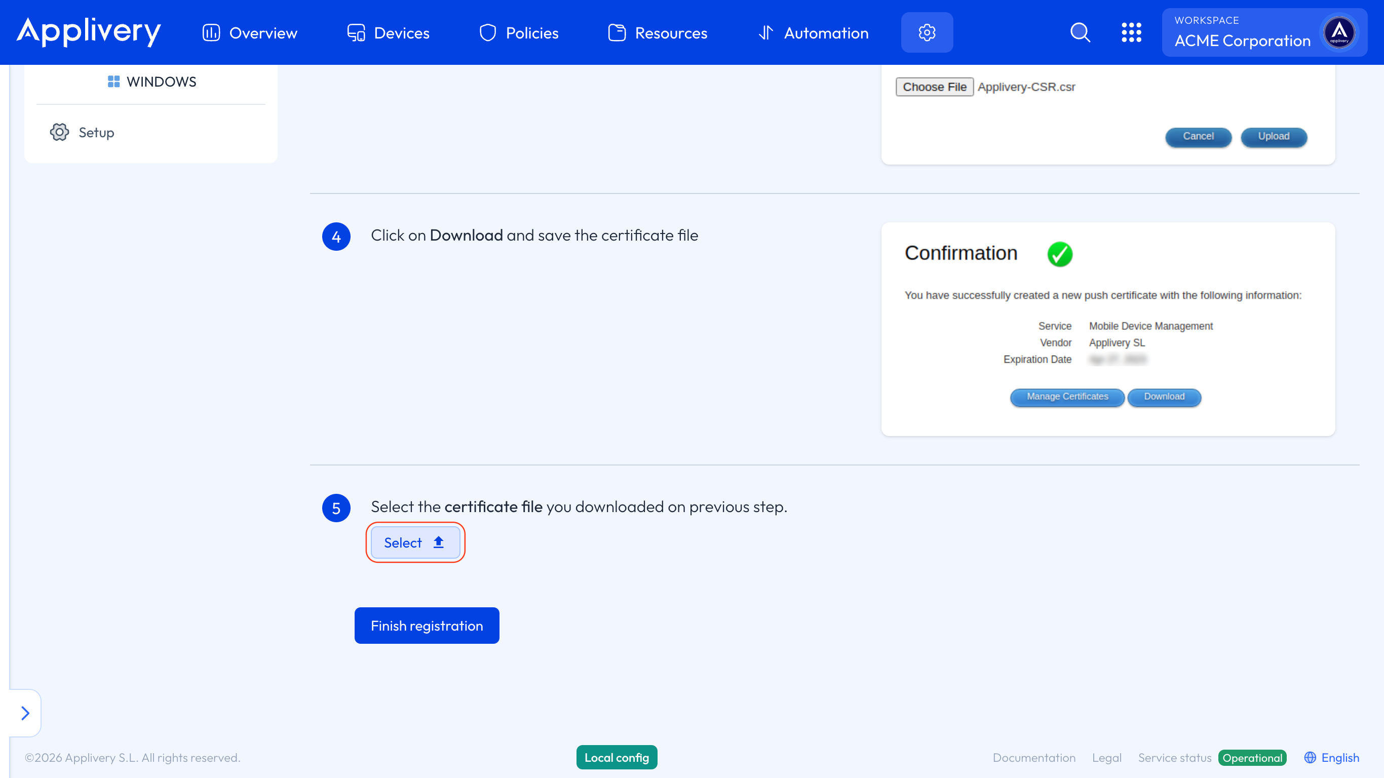 finalizar configuración