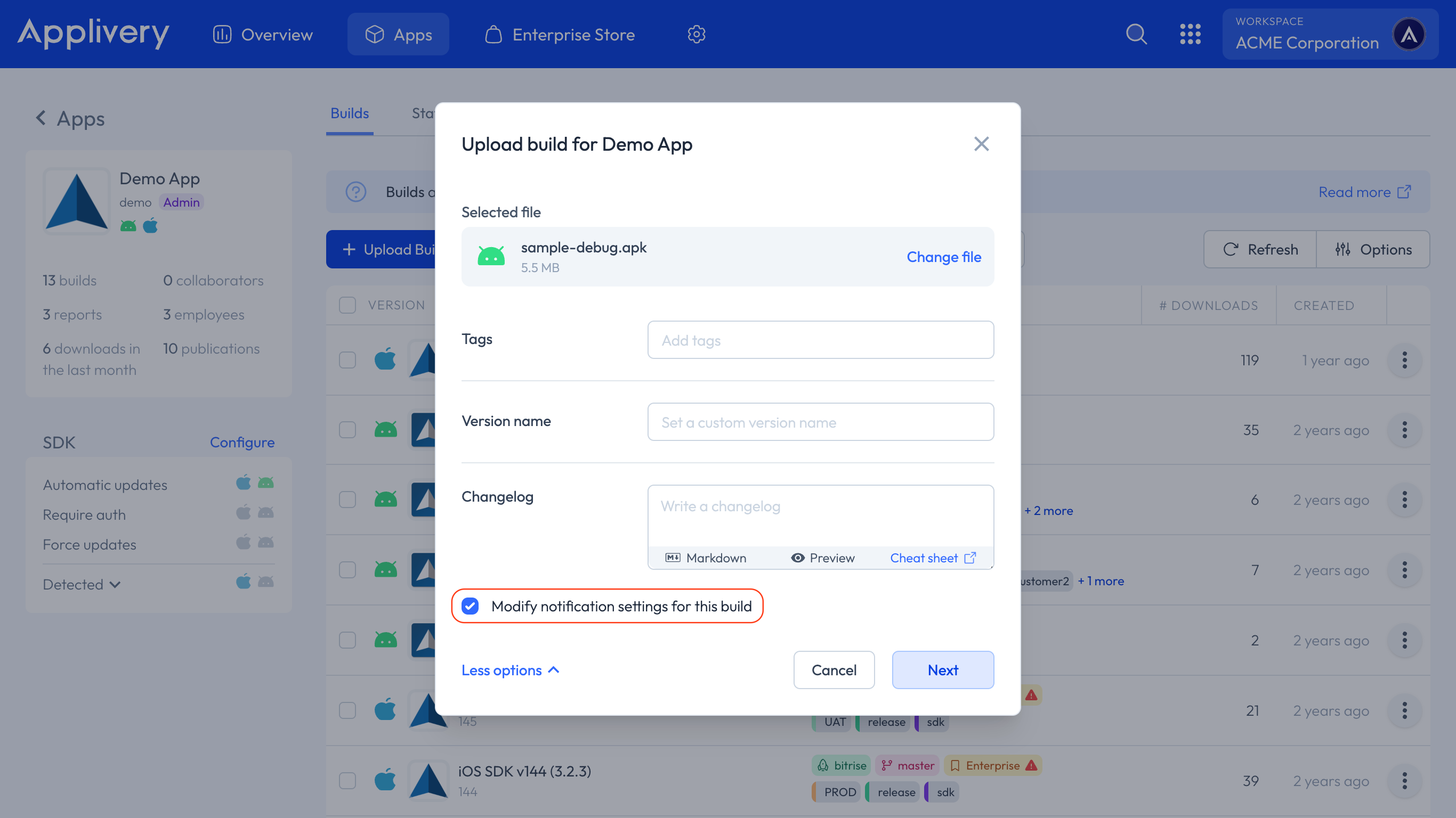 notify build